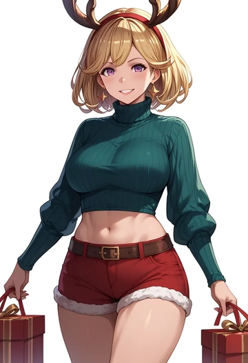 granblue_fantasy,cagliostro_(granblue_fantasy),Christmas,red velvet shorts,turtleneck sweater  - AI generated anime art