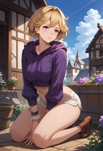 granblue_fantasy,cagliostro_(granblue_fantasy),hoodie,cropped,high-waisted joggers  - AI generated anime art