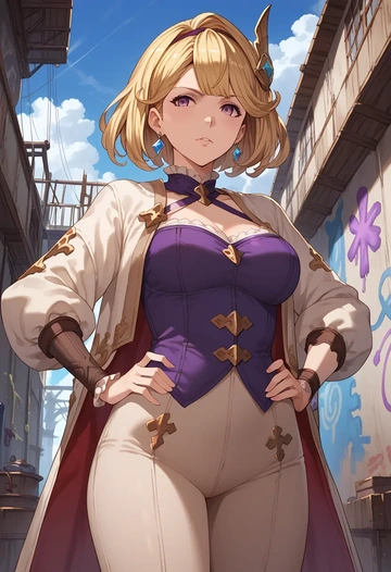 granblue_fantasy,cagliostro_(granblue_fantasy),patchwork graffiti top,dolphin shorts  - AI generated anime art