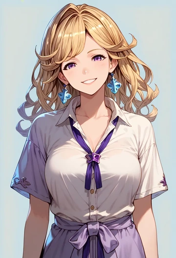 granblue_fantasy,cagliostro_(granblue_fantasy),tie-dye shirt,dolphin shorts  - AI generated anime art