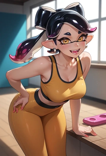 splatoon_(series),callie_(splatoon),yoga shorts, bra  - AI generated anime art