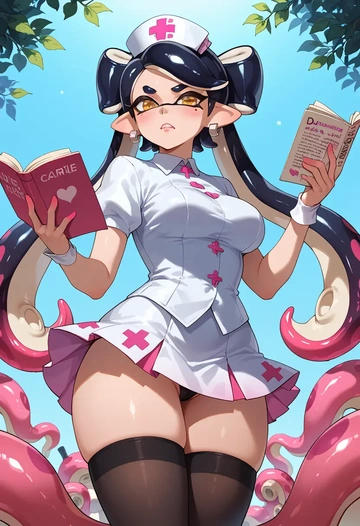 splatoon_(series),callie_(splatoon),nurse pantyhose,mini skirt, sexy  - AI generated anime art