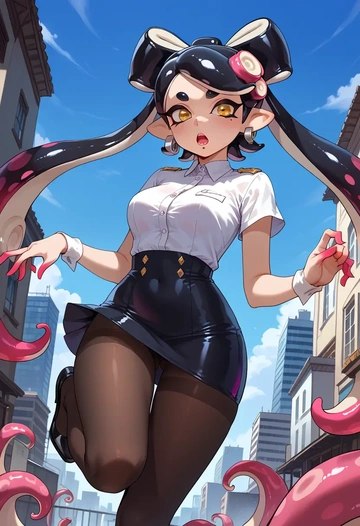 splatoon_(series),callie_(splatoon),shorts, pantyhose  - AI generated anime art