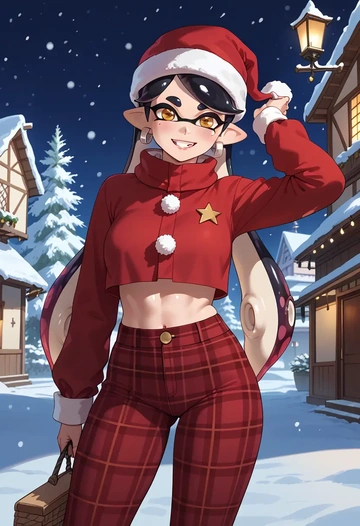 splatoon_(series),callie_(splatoon),Christmas,plaid trousers  - AI generated anime art