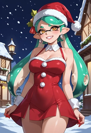 splatoon_(series),callie_(splatoon),Christmas,dress  - AI generated anime art