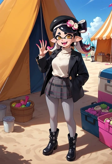 splatoon_(series),callie_(splatoon),winter,student uniform,pea coat  - AI generated anime art