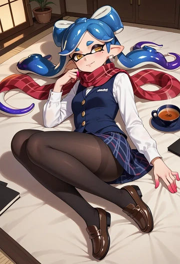 splatoon_(series),callie_(splatoon),winter,student uniform,vest  - AI generated anime art