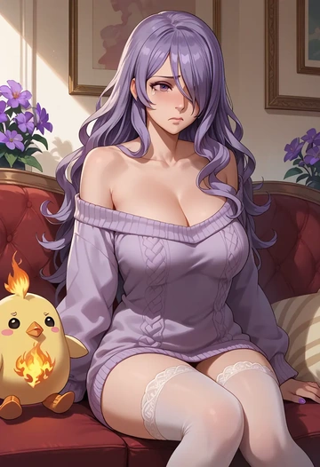 fire_emblem,camilla_(fire_emblem),Pouting ,Teary-eyed,off-shoulder,sweater  - AI generated anime art