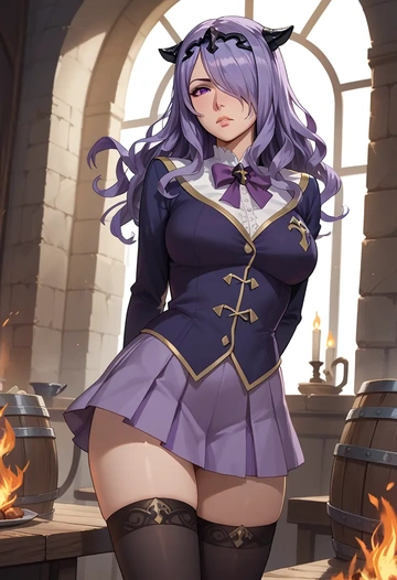 fire_emblem,camilla_(fire_emblem),jk uniform, stockings  - AI generated anime art