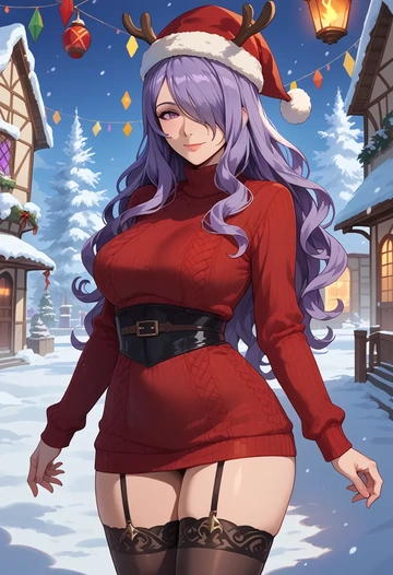 fire_emblem,camilla_(fire_emblem),sweater,stockings,Thigh garters  - AI generated anime art