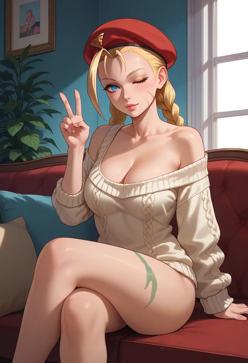 street_fighter,cammy_white,off-shoulder,sweater  - 