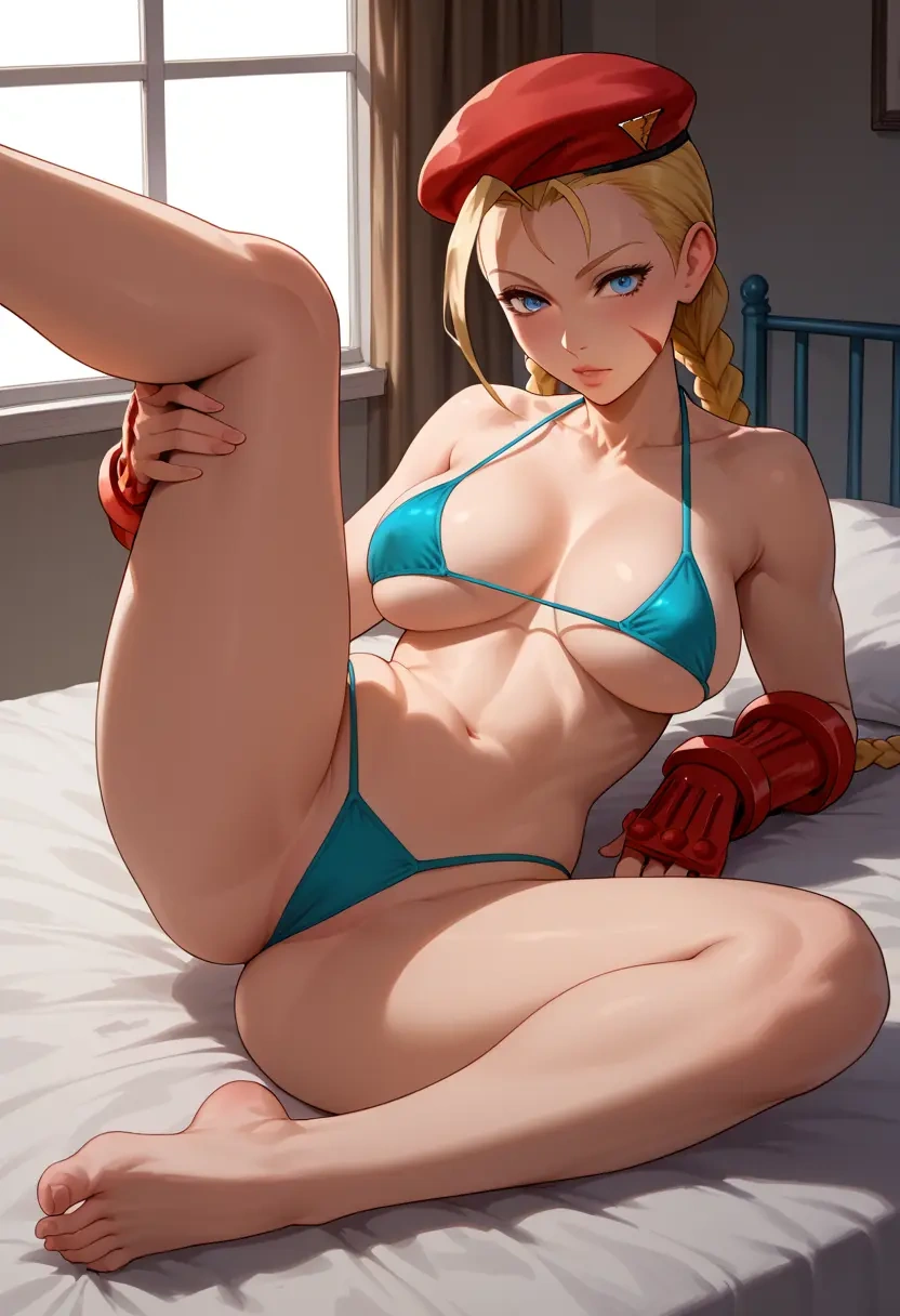 street_fighter,cammy_white,mini bikini,spread legs,sexy,one leg up  - 