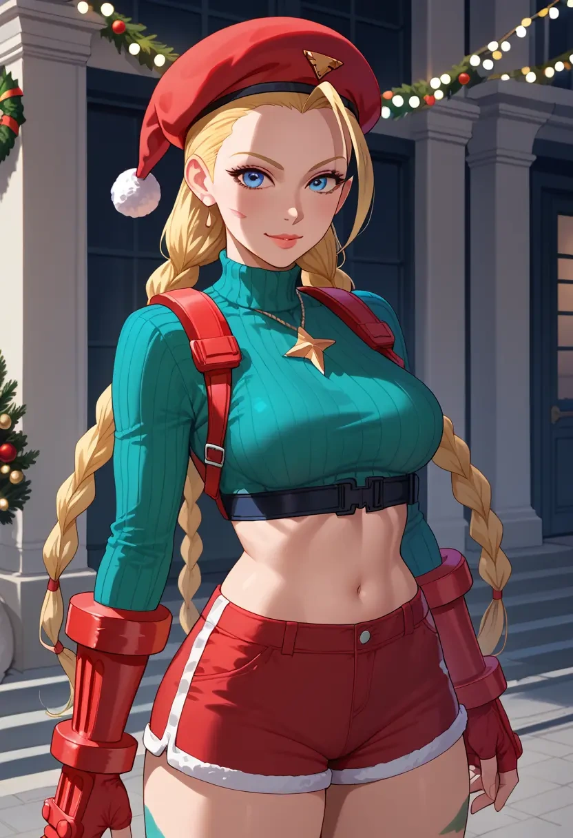 street_fighter,cammy_white,Christmas,red velvet shorts  - 