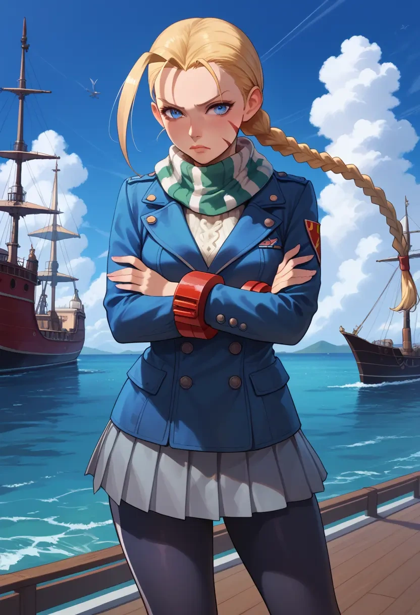 street_fighter,cammy_white,winter,student uniform,puffer coat  - 