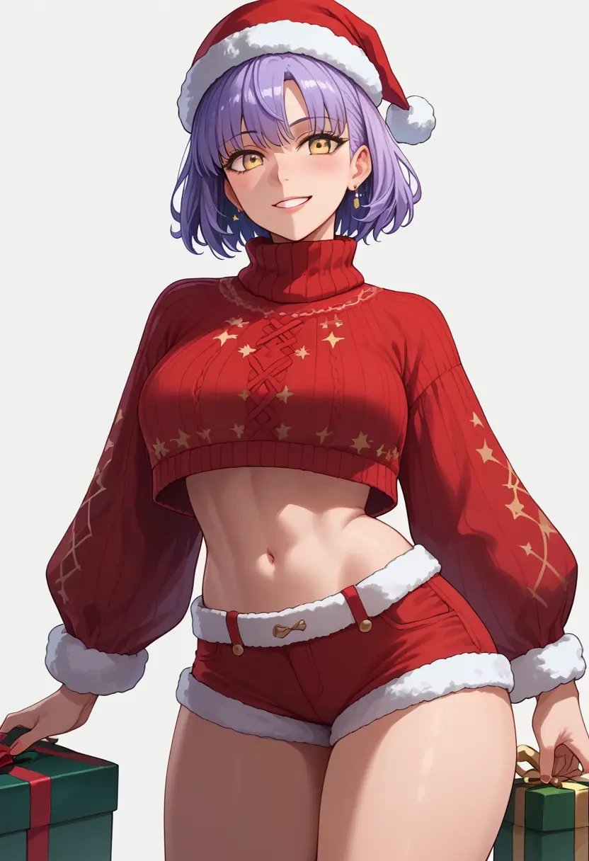 fate_(series),caren_hortensia,Christmas,red velvet shorts,turtleneck sweater  - 