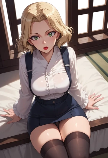 girls_und_panzer,carpaccio_(girls_und_panzer),secretary,stockings  - AI generated anime art