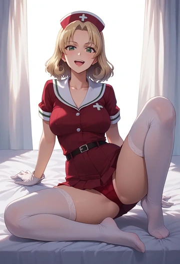 girls_und_panzer,carpaccio_(girls_und_panzer),nurse,stockings,sexy,panties  - AI generated anime art