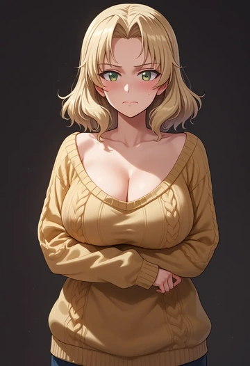 girls_und_panzer,carpaccio_(girls_und_panzer),sweater  - AI generated anime art