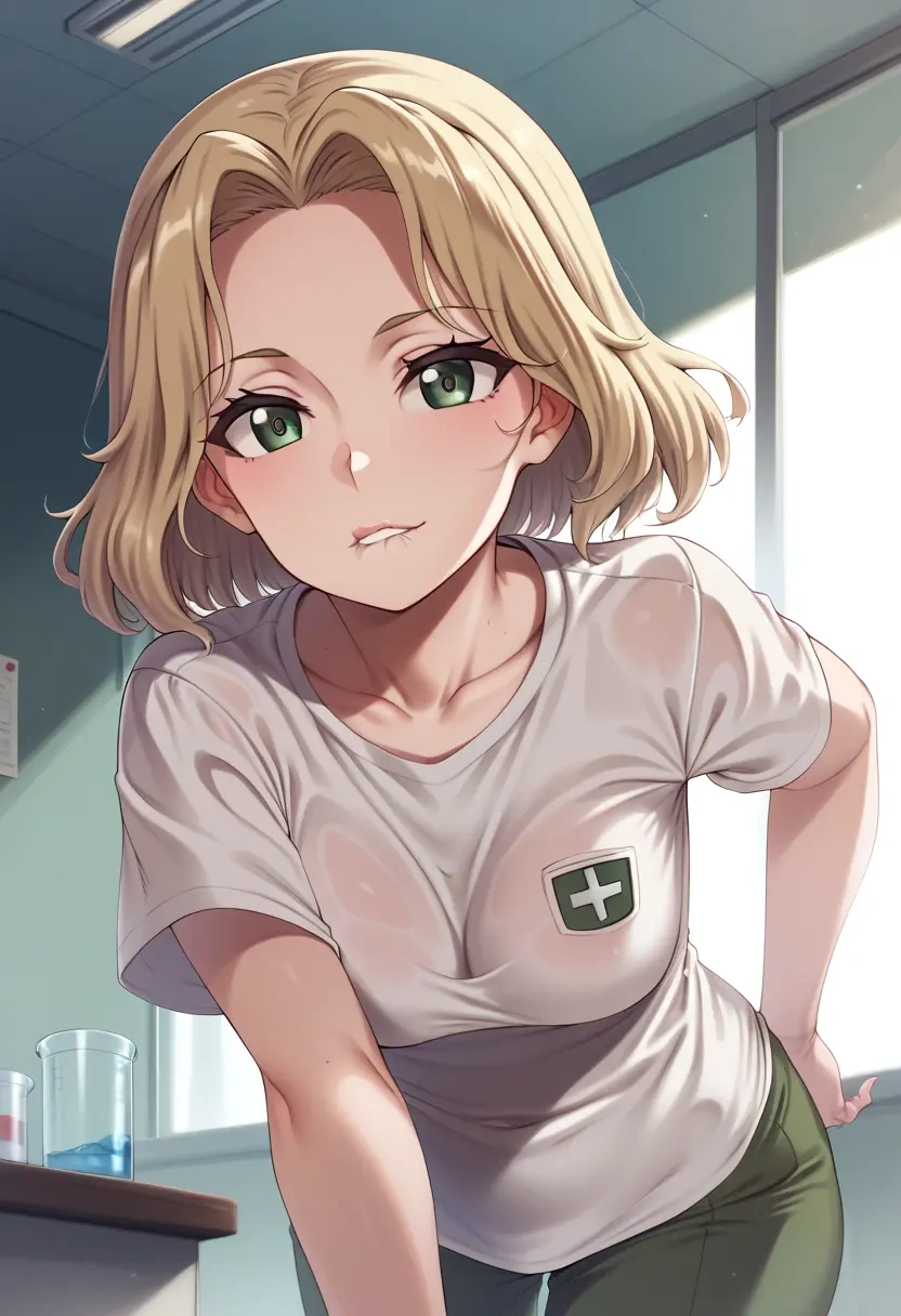 girls_und_panzer,carpaccio_(girls_und_panzer),running shirt,shorts,sneakers  - 