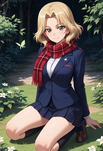 girls_und_panzer,carpaccio_(girls_und_panzer),winter,student uniform,plaid skirt  - AI generated anime art