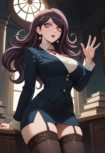 danganronpa_(series),celestia_ludenberg,secretary, stockings  - AI generated anime art