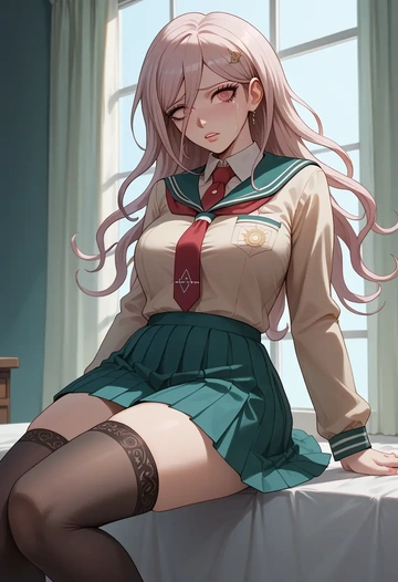 danganronpa_(series),celestia_ludenberg,jk uniform, stockings  - AI generated anime art