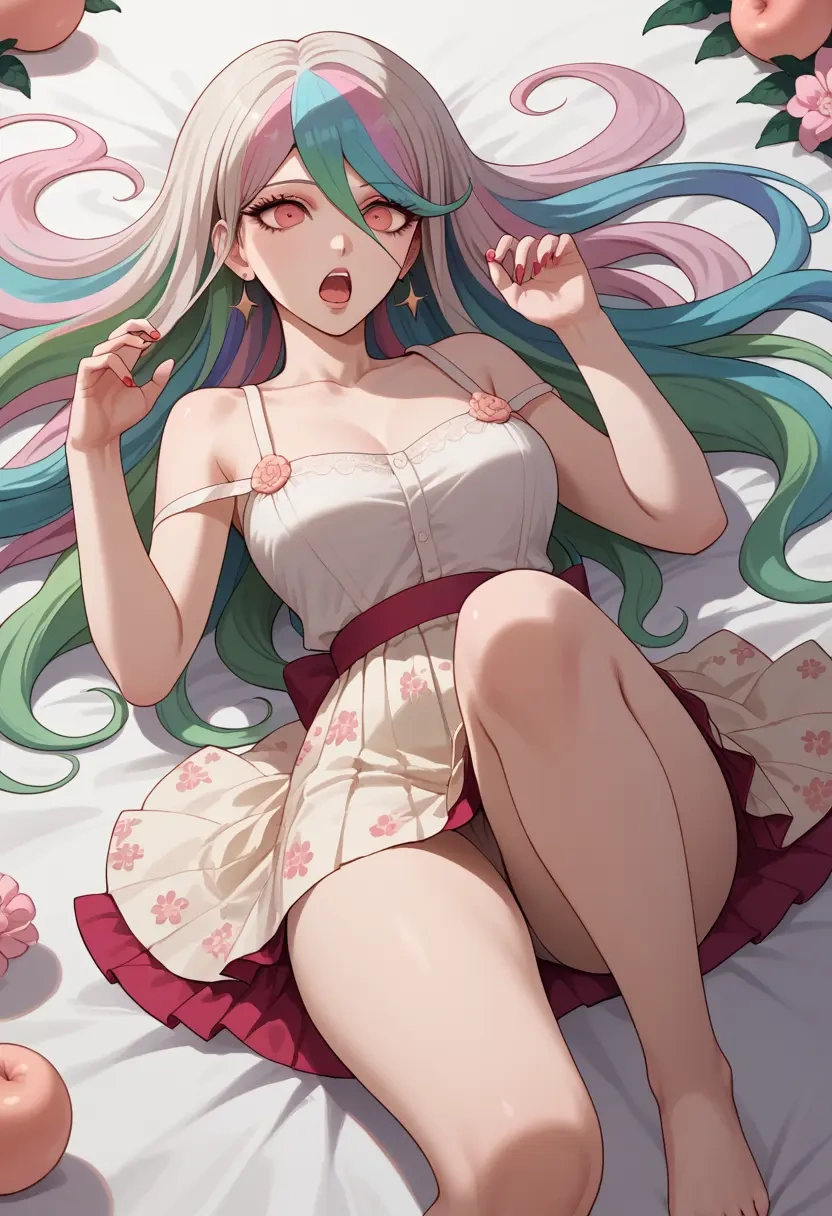 danganronpa_(series),celestia_ludenberg,silk slip dress,floral prints  - 