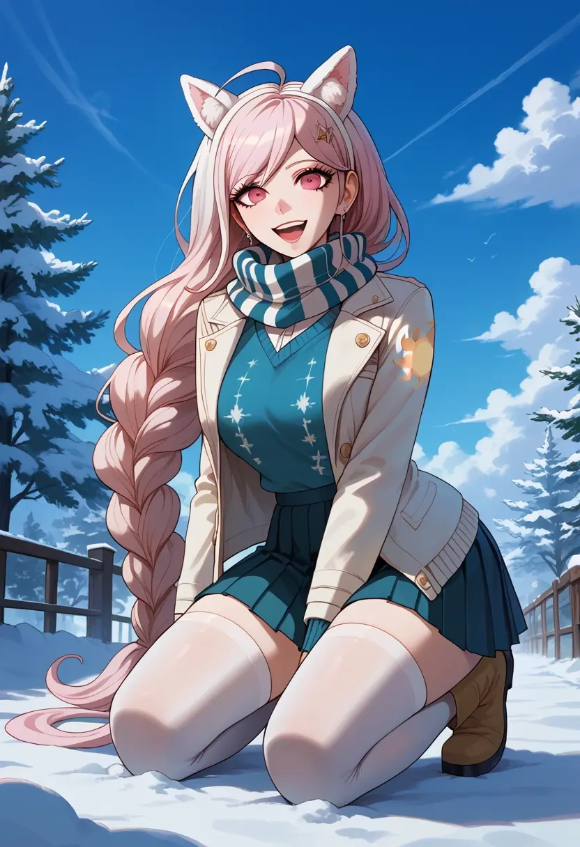 danganronpa_(series),celestia_ludenberg,winter,student uniform,puffer jacket  - 