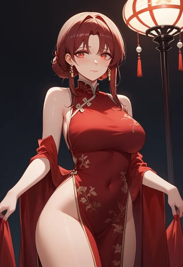 arknights,ceobe_(arknights),qipao  - AI generated anime art