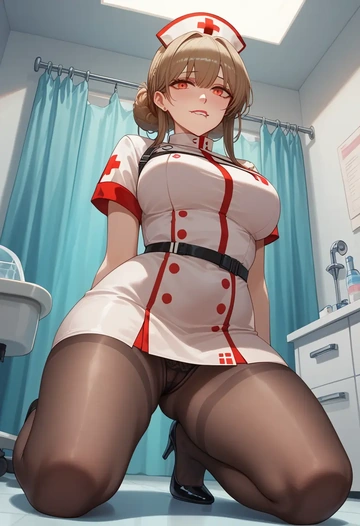 arknights,ceobe_(arknights),nurse pantyhose,mini skirt, sexy  - AI generated anime art