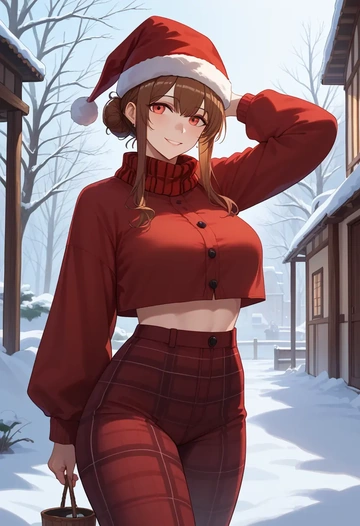 arknights,ceobe_(arknights),Christmas,plaid trousers  - AI generated anime art