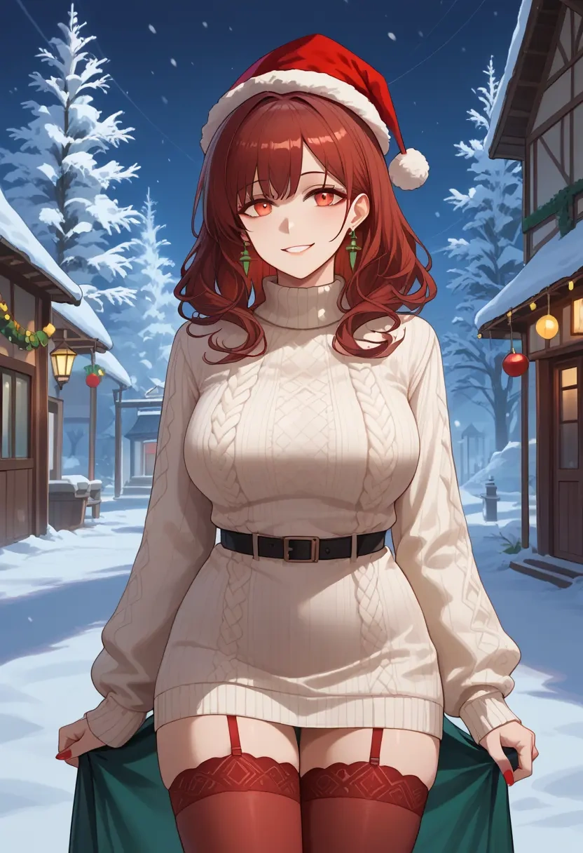 arknights,ceobe_(arknights),Christmas,sweater dress,stockings  - 