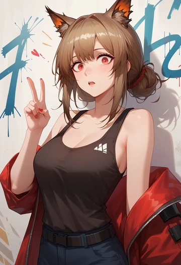 arknights,ceobe_(arknights),abstract graffiti tank,dolphin shorts  - AI generated anime art