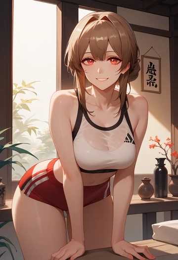 arknights,ceobe_(arknights),tankini top,board shorts  - AI generated anime art