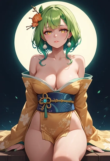 hololive,ceres_fauna,kimono,sexy  - AI generated anime art