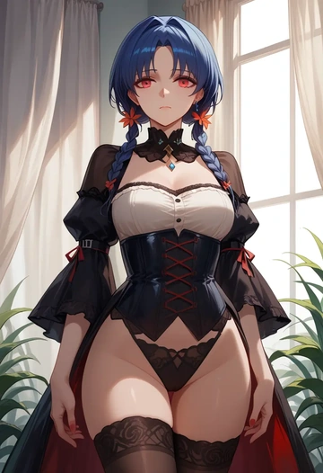 arknights,ch'en_(arknights),Victorian-era,stockings,sexy  - AI generated anime art