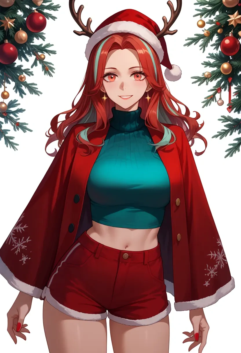 arknights,ch'en_(arknights),Christmas,red velvet shorts  - 