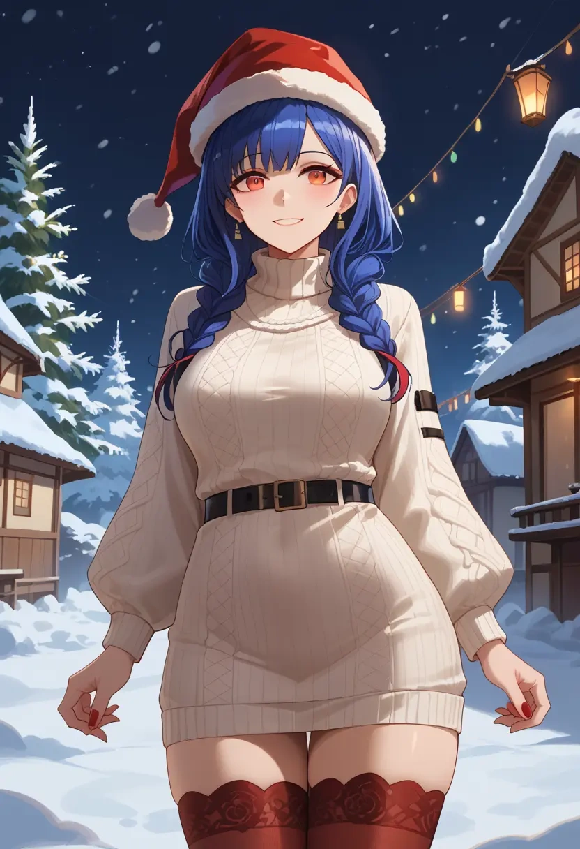 arknights,ch'en_(arknights),Christmas,sweater dress,stockings  - 