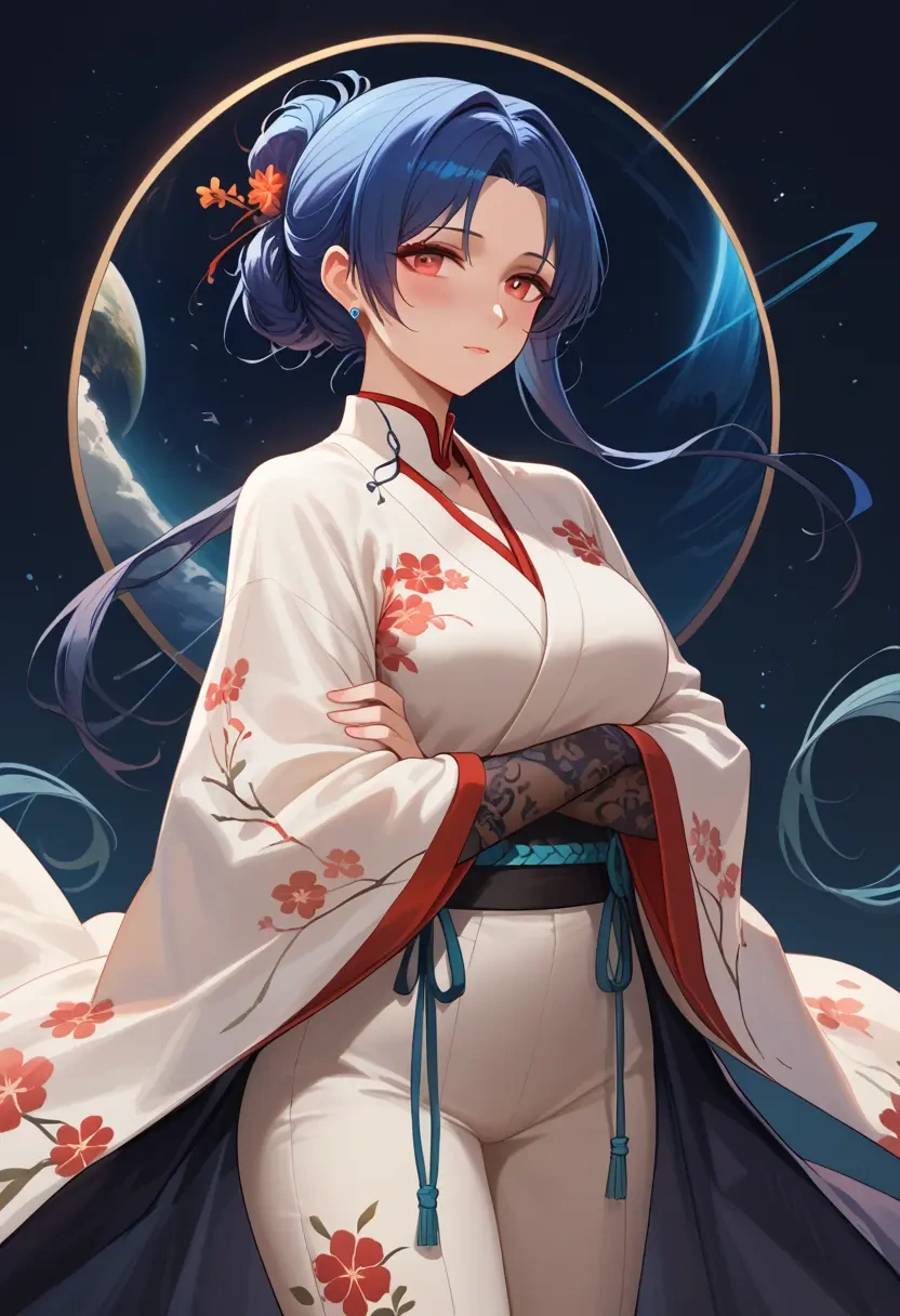 arknights,ch'en_(arknights),kimono,silk,wide-leg trousers  - 