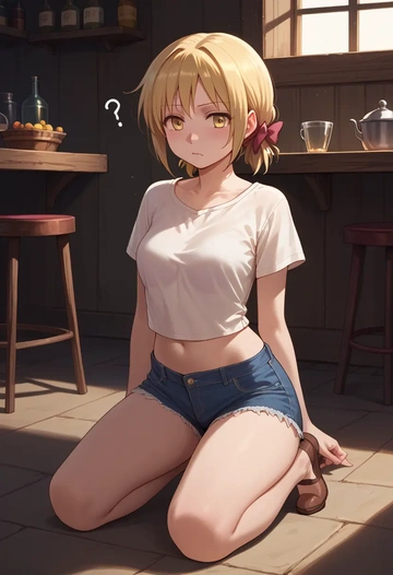 mahou_shoujo_madoka_magica,charlotte_(madoka_magica),denim shorts  - AI generated anime art