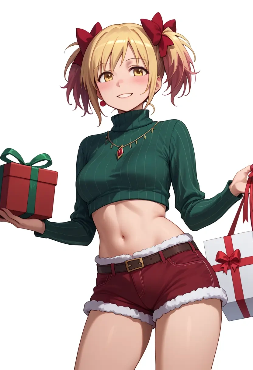 mahou_shoujo_madoka_magica,charlotte_(madoka_magica),Christmas,red velvet shorts,turtleneck sweater  - 