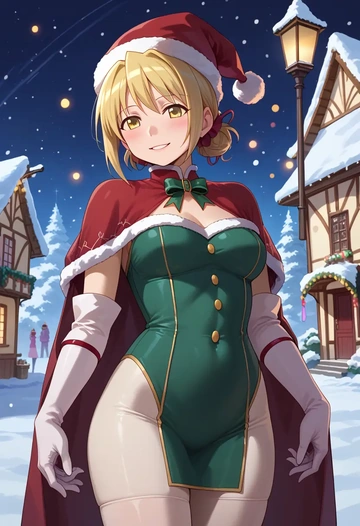 mahou_shoujo_madoka_magica,charlotte_(madoka_magica),Christmas,dress  - AI generated anime art