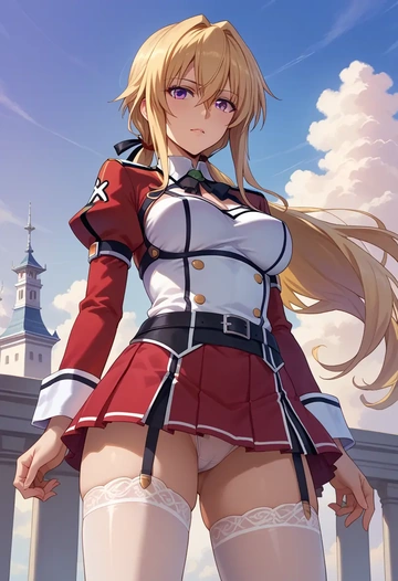 infinite_stratos,charlotte_dunois,mini skirt, stockings  - AI generated anime art