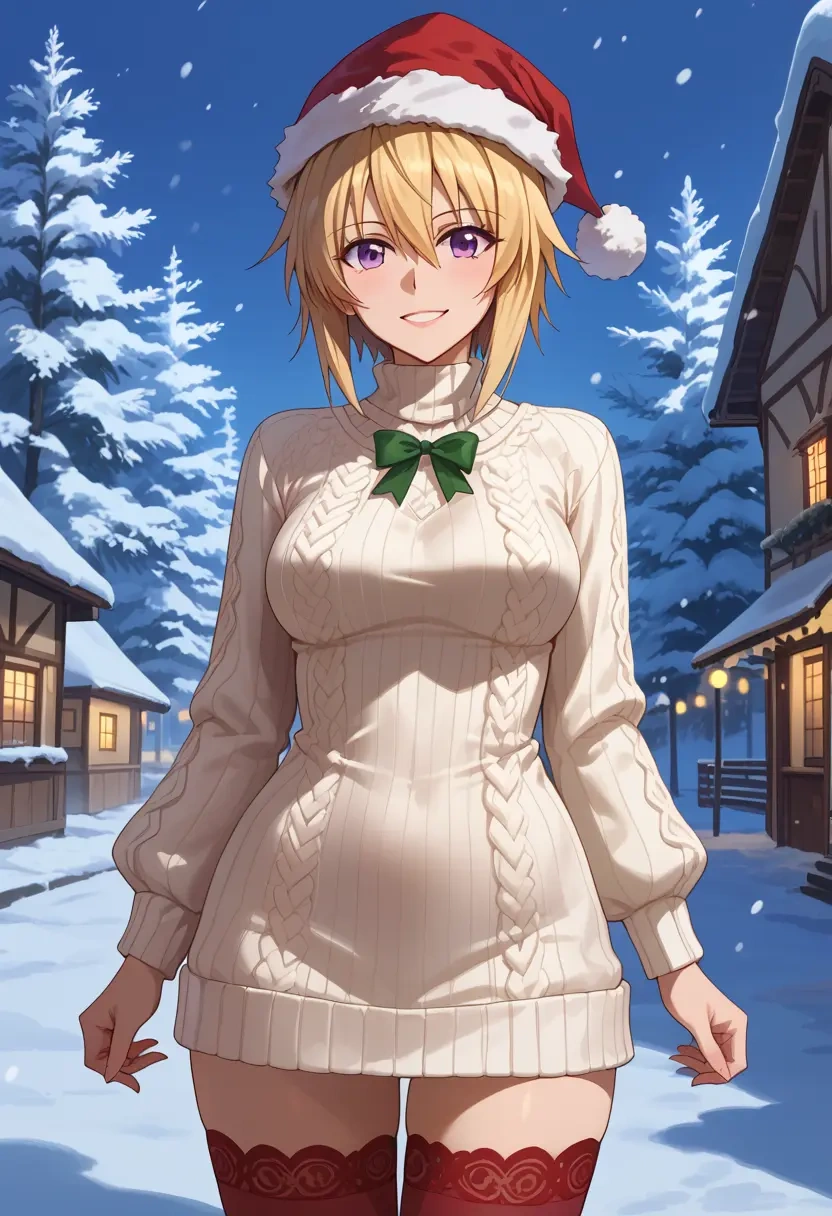 infinite_stratos,charlotte_dunois,Christmas,sweater dress,stockings  - 