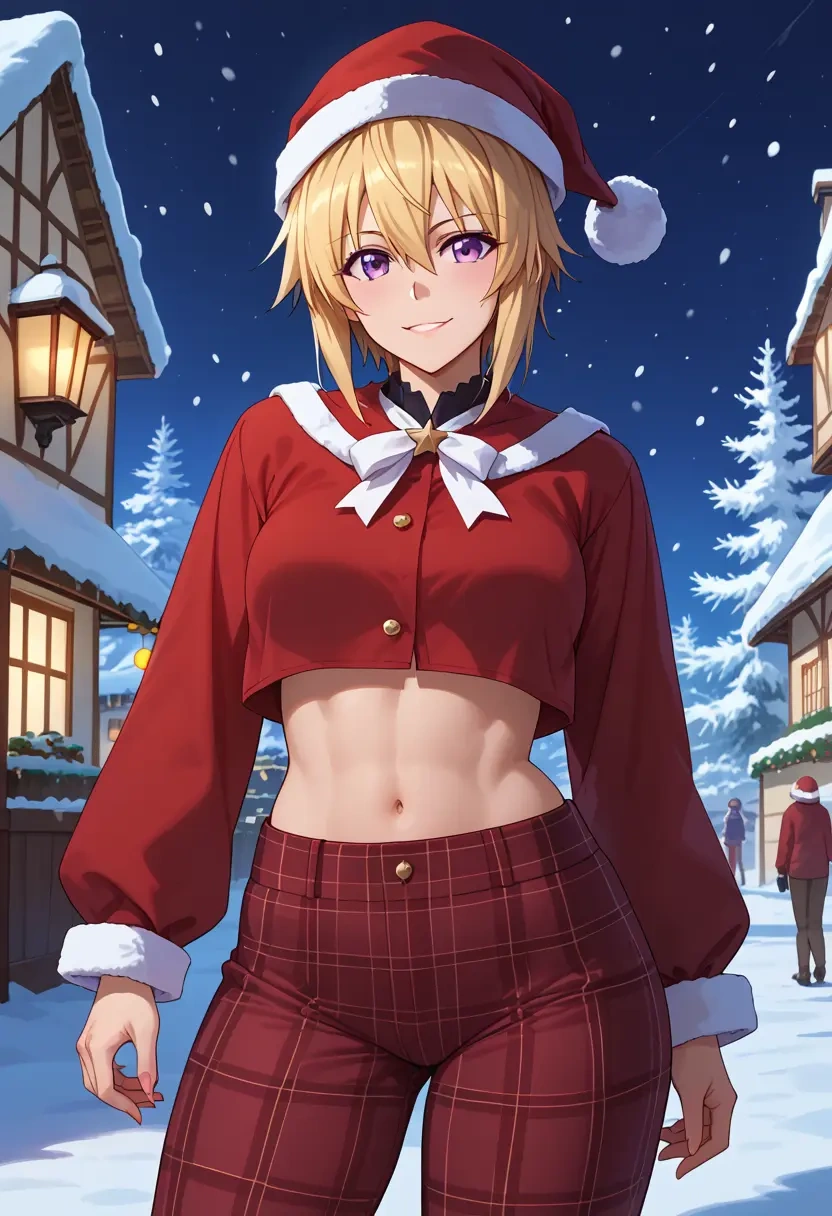 infinite_stratos,charlotte_dunois,Christmas,plaid trousers  - 