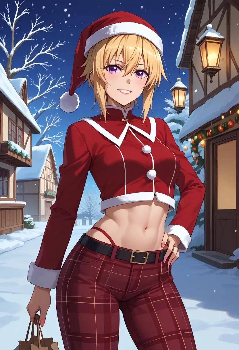 infinite_stratos,charlotte_dunois,Christmas,plaid trousers  - 