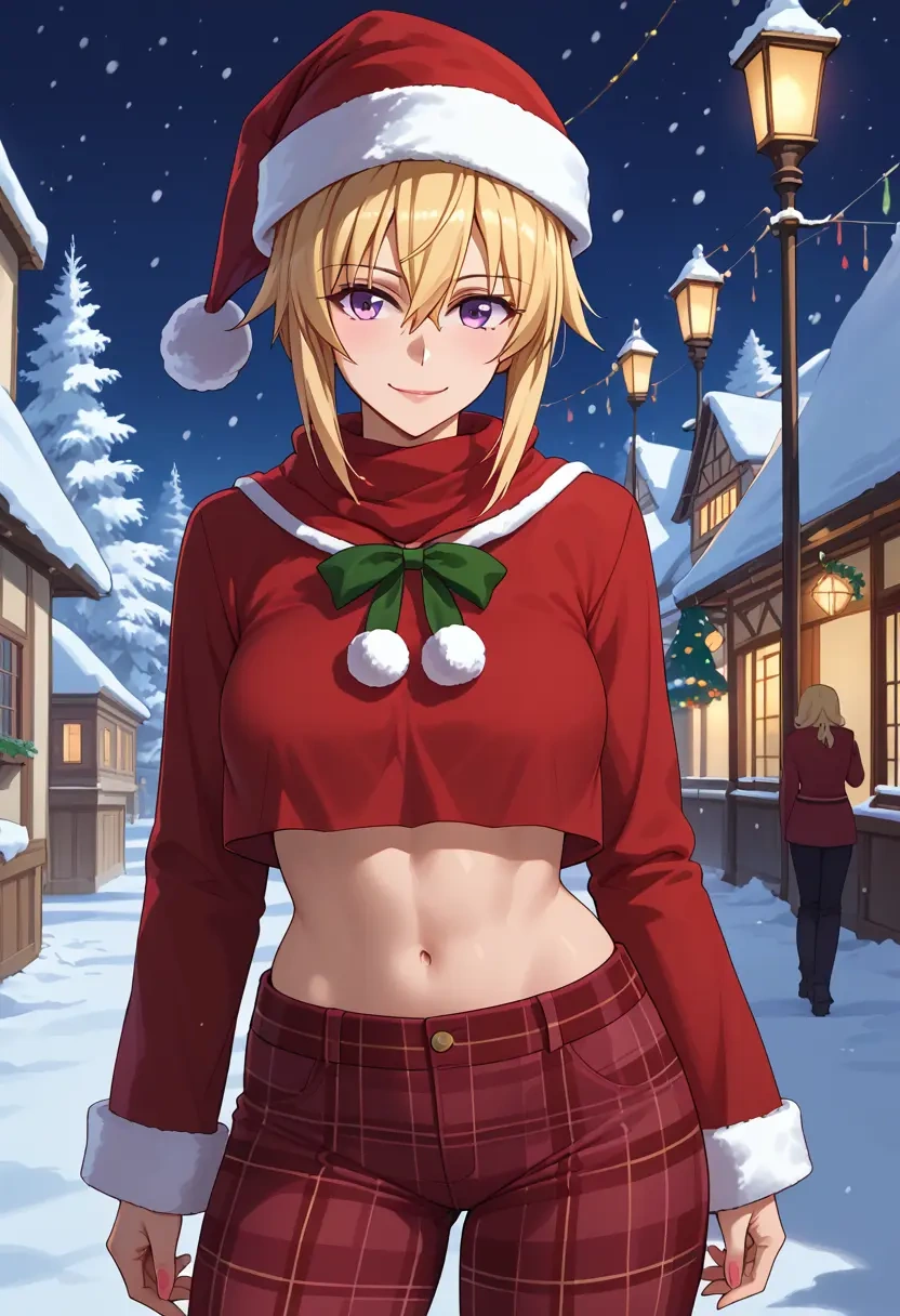 infinite_stratos,charlotte_dunois,Christmas,plaid trousers  - 