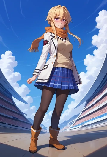 infinite_stratos,charlotte_dunois,winter,student uniform,down jacket  - AI generated anime art