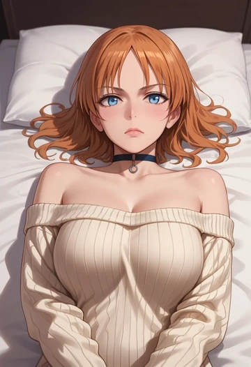 world_witches_series,charlotte_e._yeager,orange,sweater,choker  - AI generated anime art