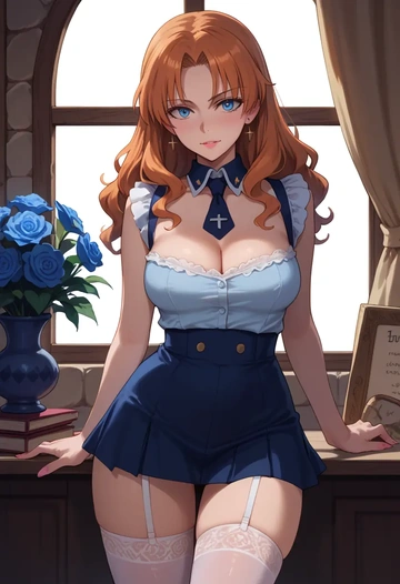 world_witches_series,charlotte_e._yeager,mini skirt, stockings  - AI generated anime art